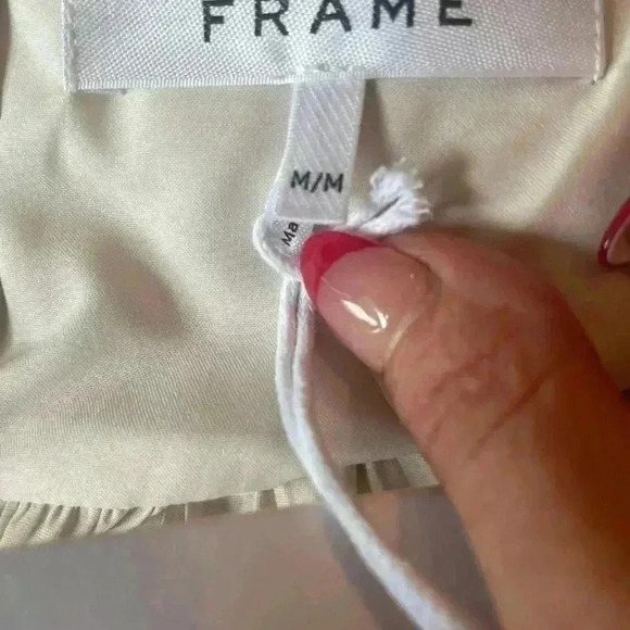 FRAME Puff Sleeve Square Neck Empire Waist Vanilla Blouse. - Picture 9 of 11